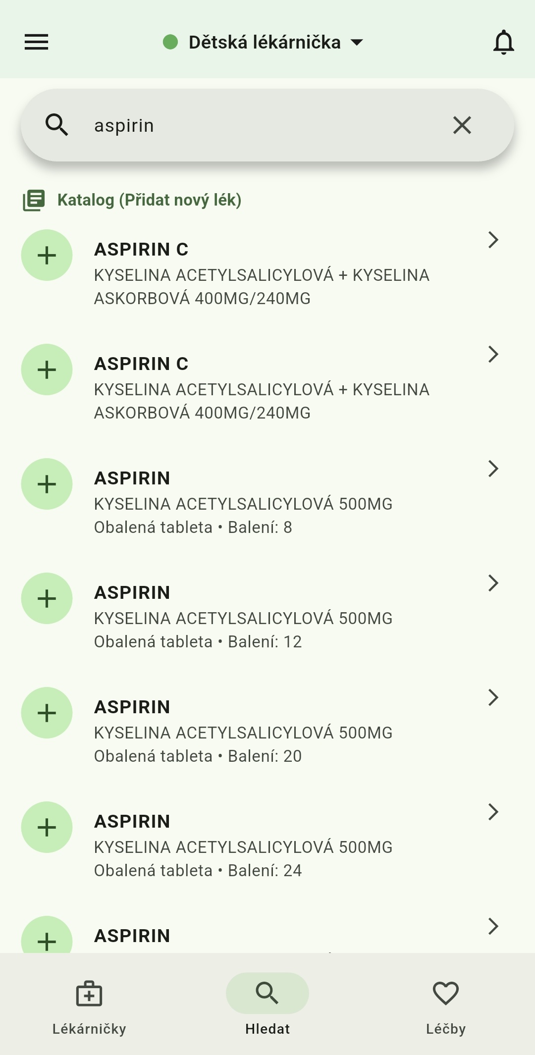 Vyhledávání v katalogu SÚKL